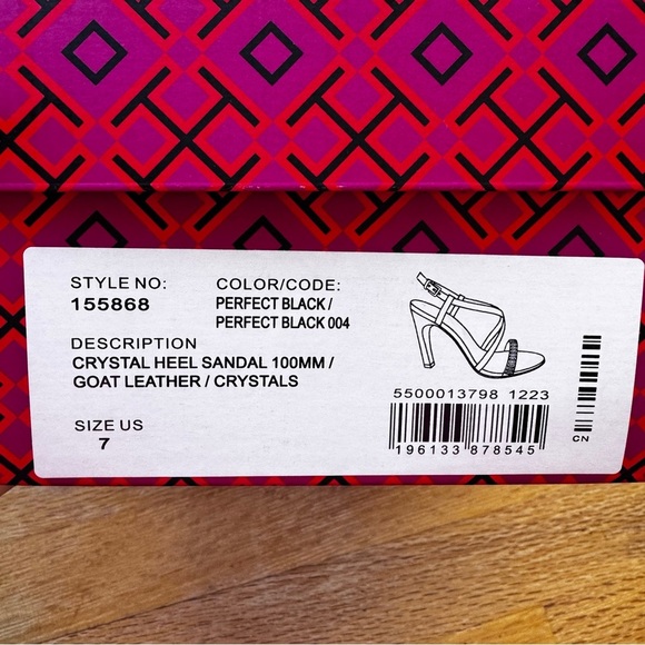 Tory Burch Crystal-Embellished Black High Heel Sandals | Size 7 | NWT + Dust Bag - Picture 6 of 10